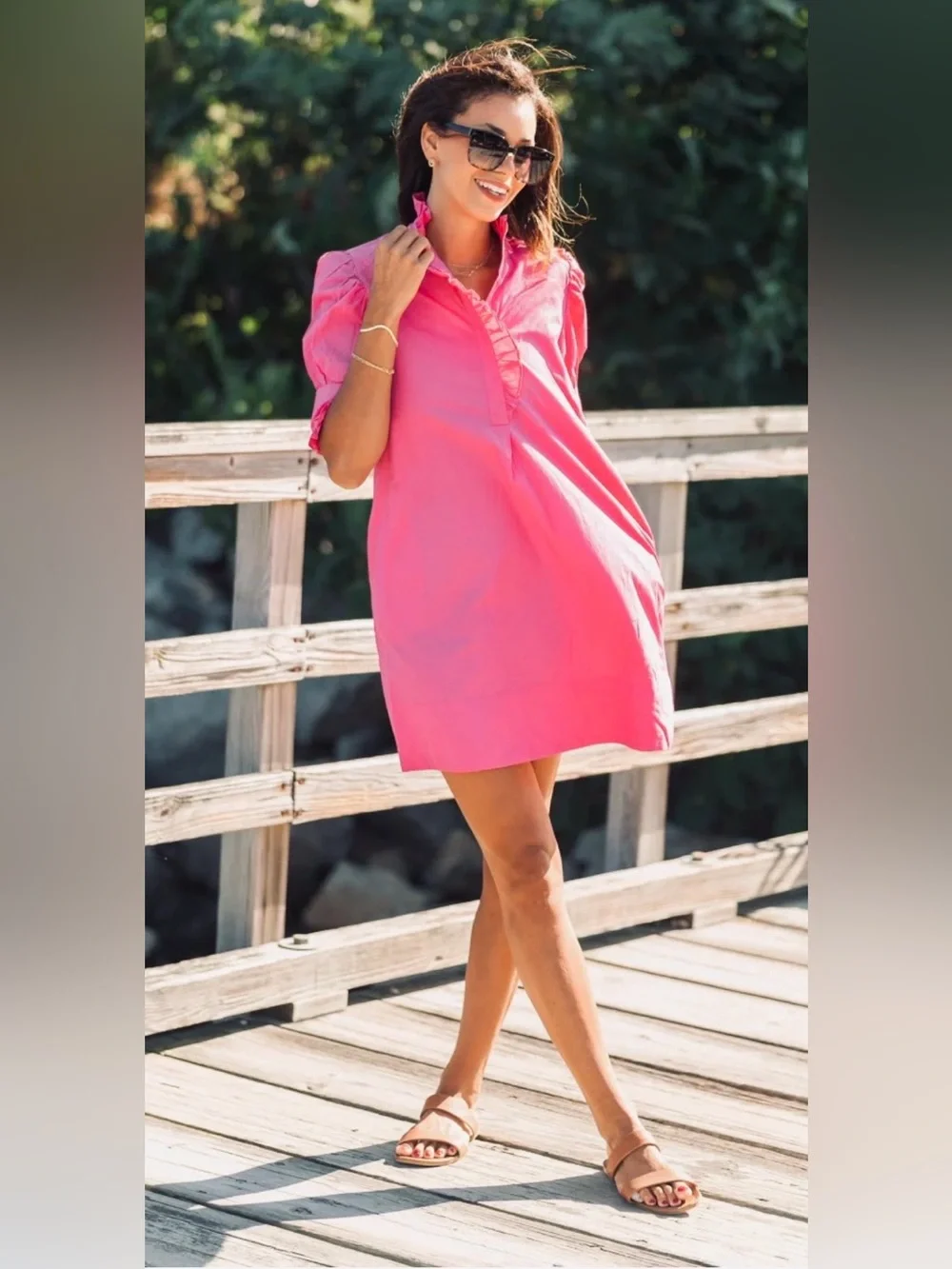 NAVYBLEU Westport Dress in Pink Sz M EUC MSRP: $216 Sundress Resortwear Flowy